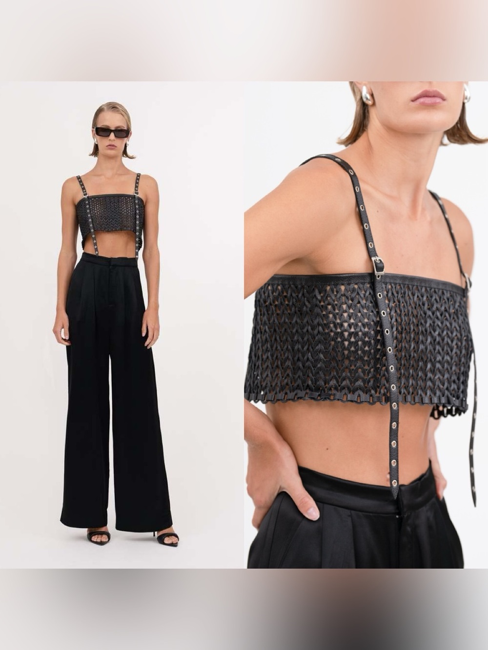 NWT Nonchalant Label Karter leather Crop Top in Black